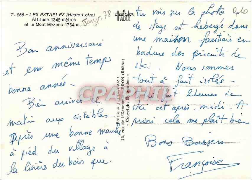 CPM Les Estables Haute Loire et le Mont Mezenc  — Rückseite