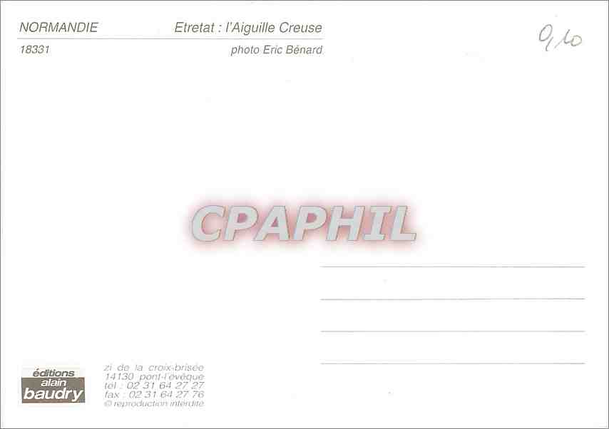 CPM Normandie Etretat l'Aiguille Creuse  — Rückseite