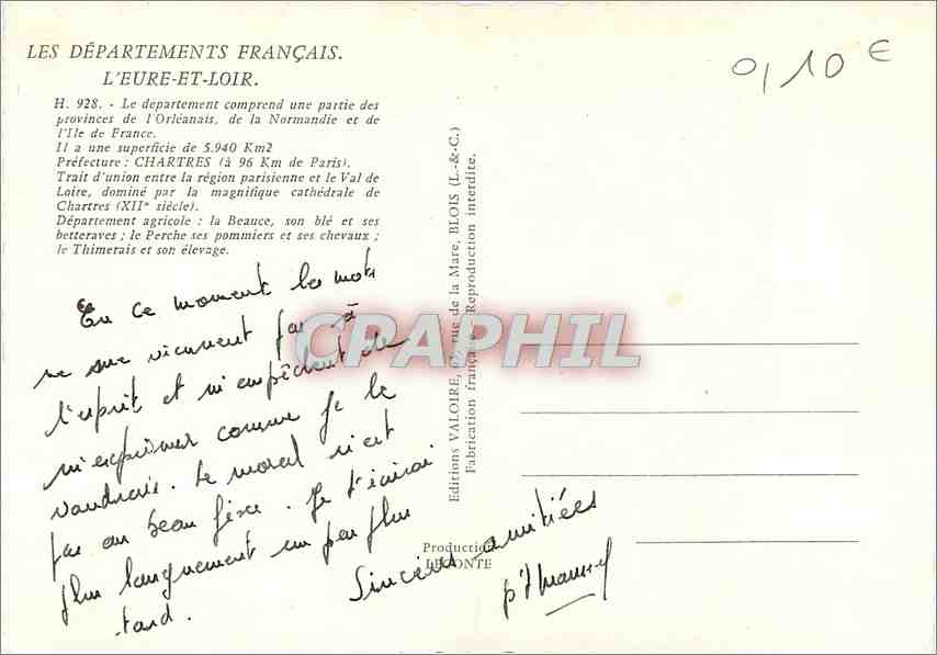 CPM Eure et Loir Le departement comprend une partie des provinces de l'Orleanais  — Back