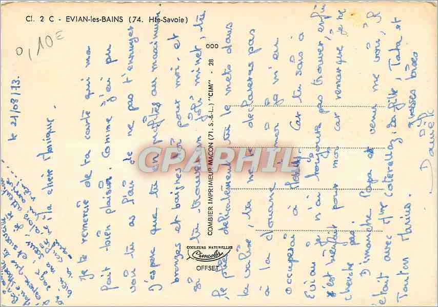 CPM Evian les Bains Ville fleurie  — Verso