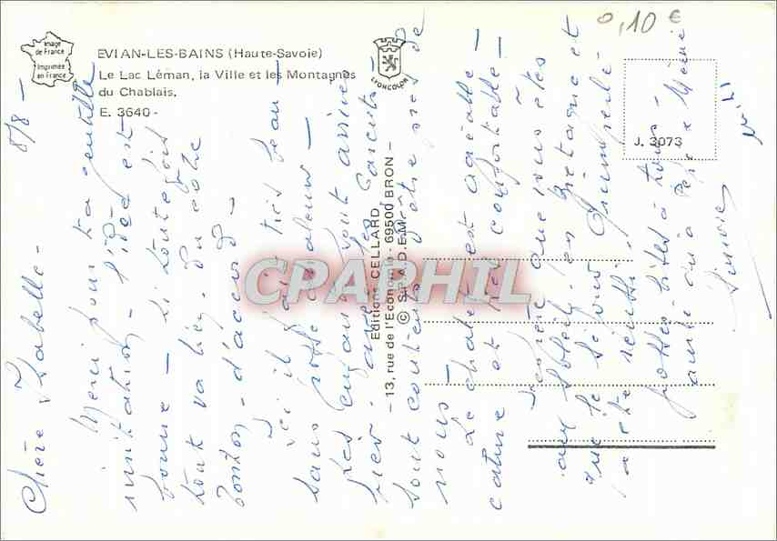 CPM Evian les Bains  — Verso