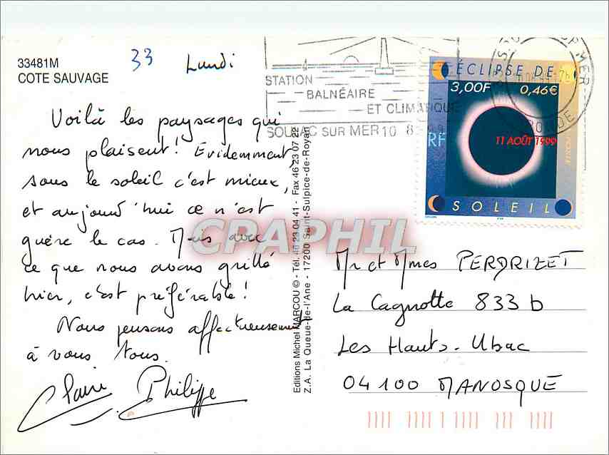 CPM Cote Sauvage  — Rückseite
