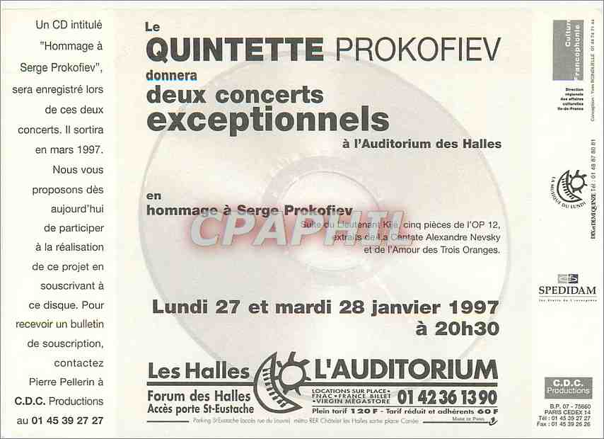 CPM Le Quintette Prokofiev donnera deux concerts exceptionnels  — Verso