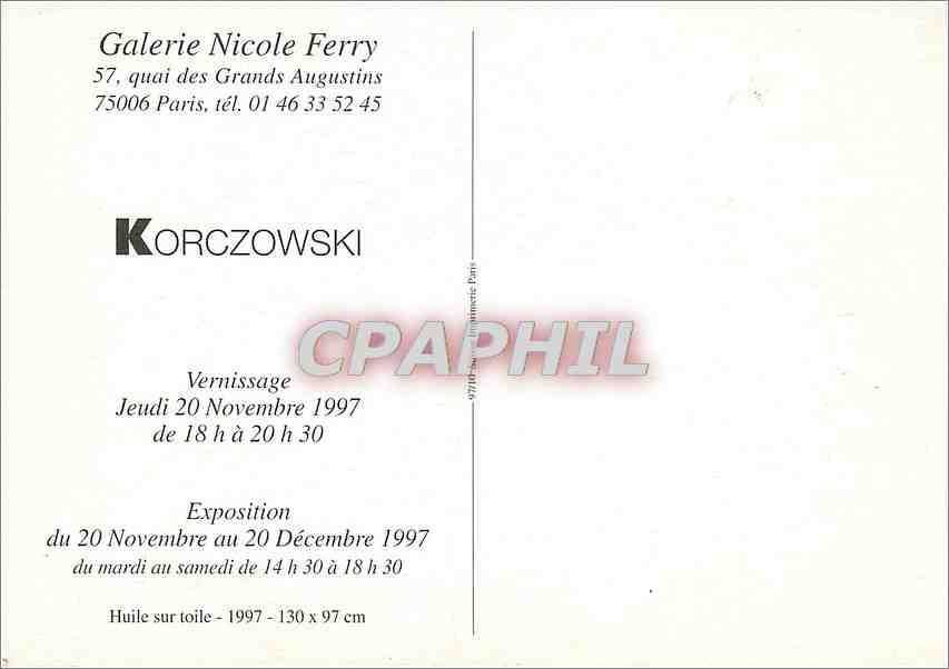 CPM Galerie Nicole Ferry quai des Grands Augustins Paris Korczowski — Rückseite