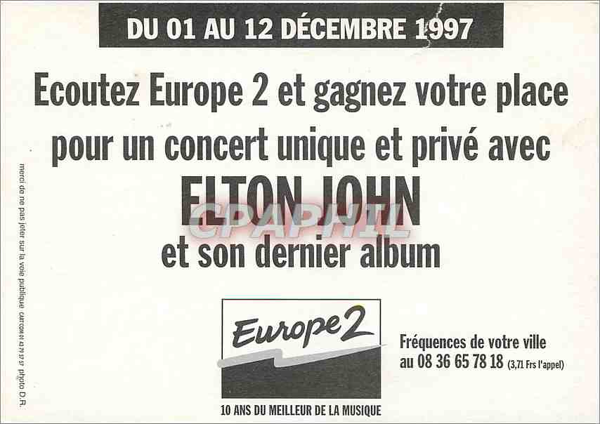 CPM Elton John est sur Europe 2 Radio  — Rückseite