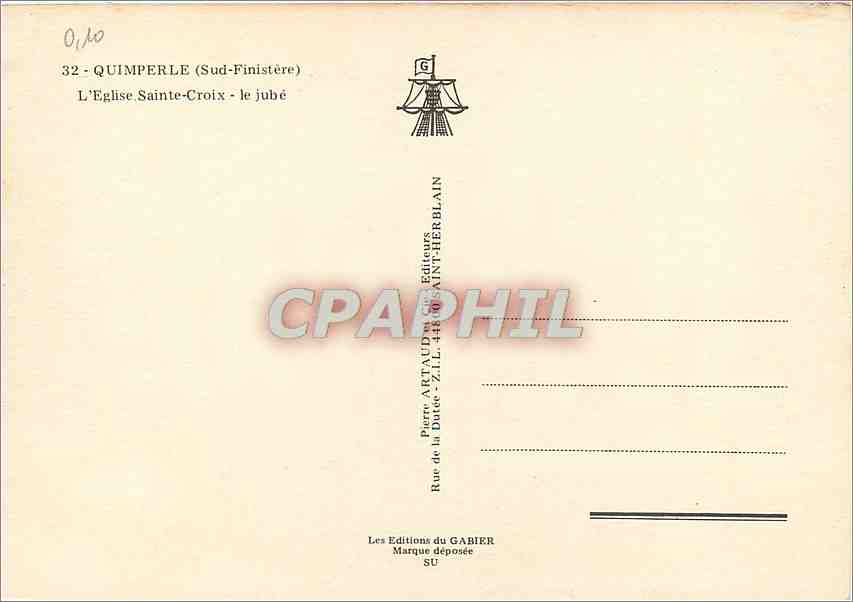 CPM Quimperle Sud Finistere l'Eglise Sainte Croix le jube  — Rückseite
