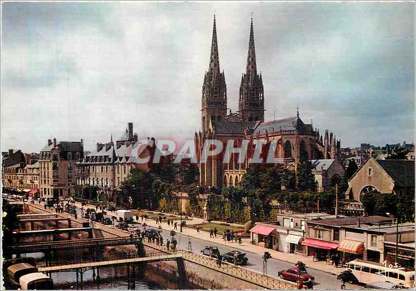 CPM Quimper Finistere La Cathedrale et quais de l'Odet 