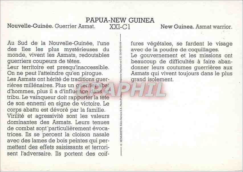 Asmat warrior — Nouvelle-Guinée — Éditeur: Photo-Service S.A. (XXI-C1) — Reverso