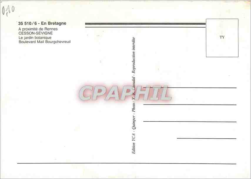 CPM En Bretagne Cesson Sevigne Le Jardin Botanique Boulevard Mail Bourgchevreuil  — Rückseite