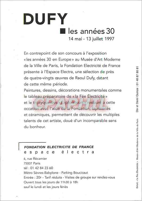 CPM Dufy les Annees mai Juillet  — Rückseite