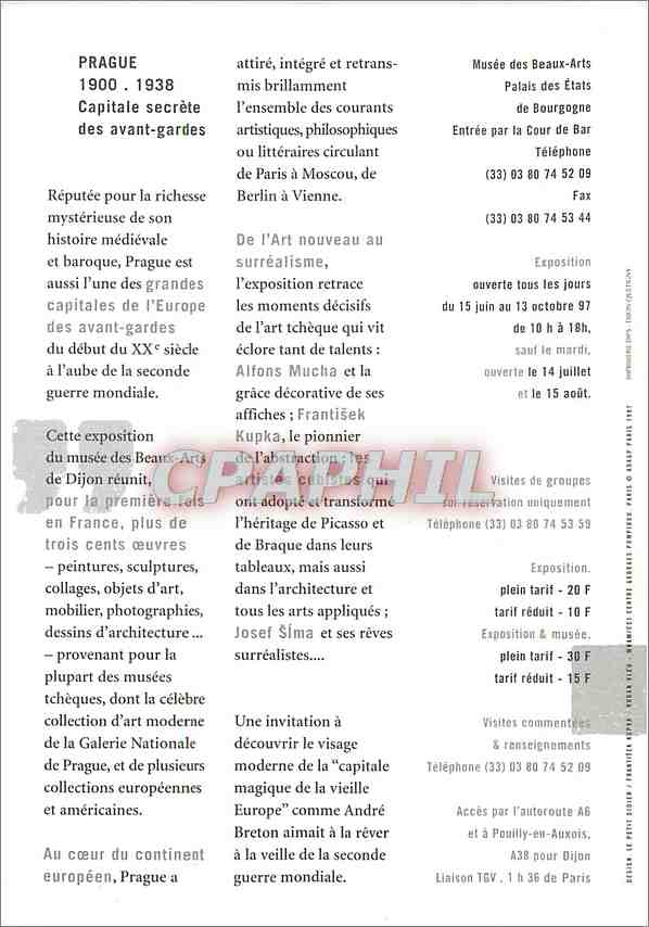 CPM Prague Capitale secrete des Avant gardes  — Rückseite