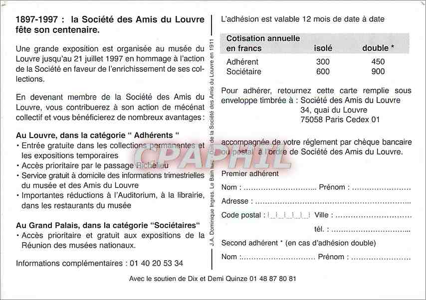 CPM La Societe des Amis du Louvre fete son centenaire  — Verso