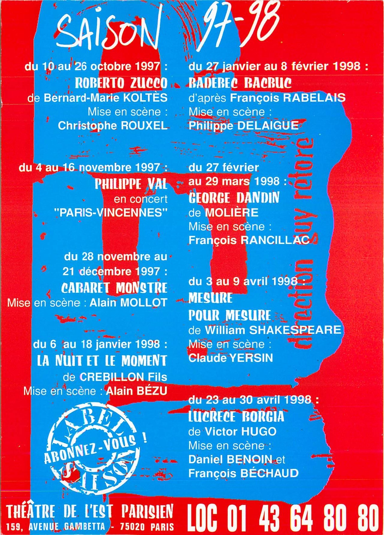 CPM Theatre de l'Est Parisien Avenue Gambetta Paris 