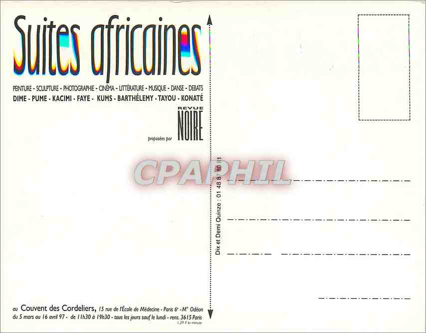 CPM Mairie de Paris Francophonie Suites africaines Couvent des Cordeliers — Rückseite