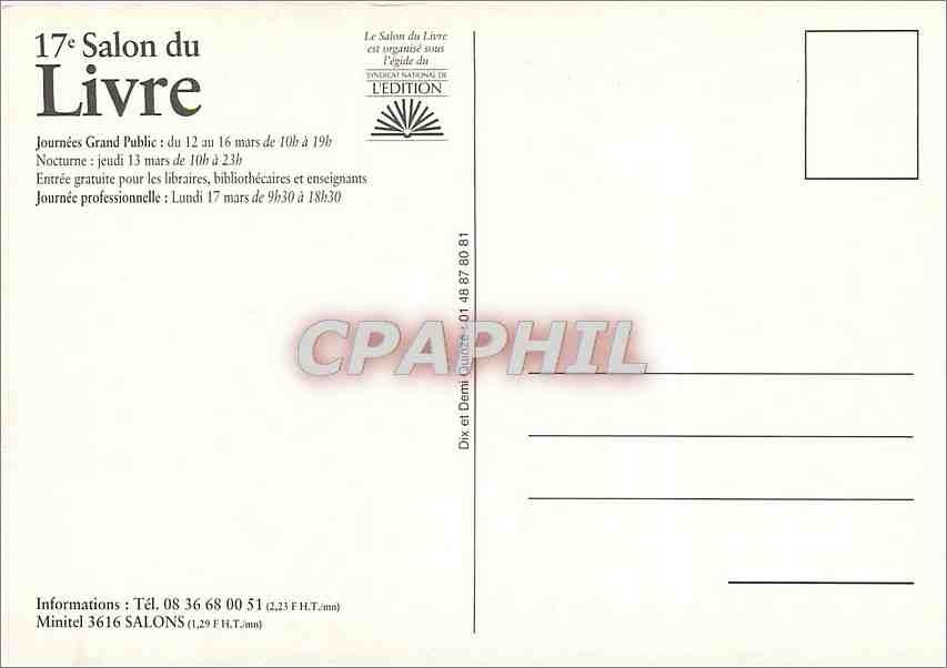17e Salon du Livre — Japon, invité d'honneur — organisé par le Syndicat National de l'Édition — Rückseite