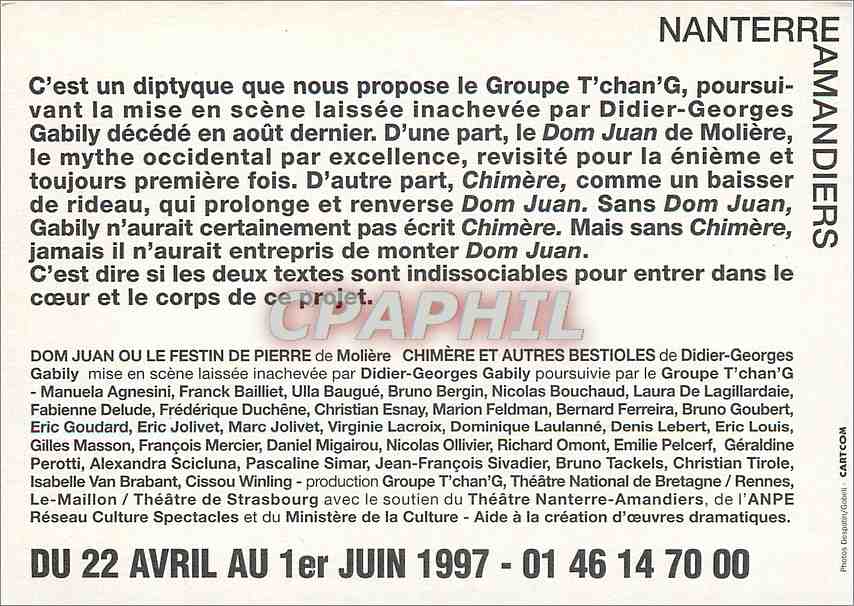 CPM Dom Juan Chimere Moliere Gabily Nanterre — Back