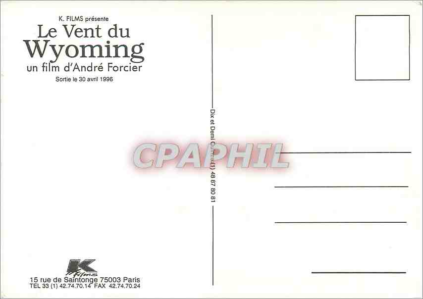 CPM Le Vent du Wyoming un film d'Andre Forier  — Back