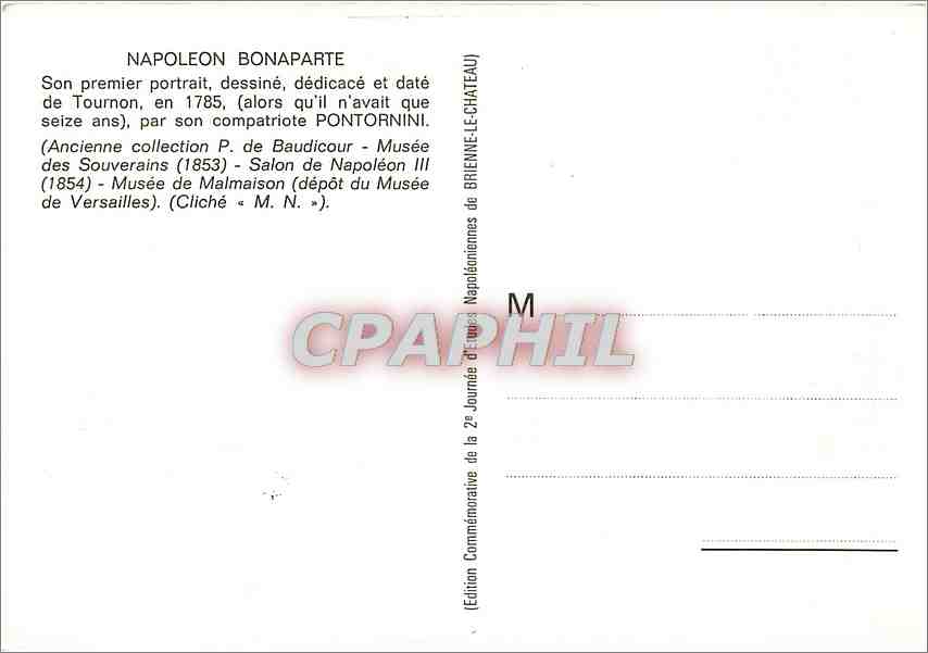 CPM Journee d'Etudes Napoleoniennes Brienne Le Chateau Napoleon 1er — Rückseite