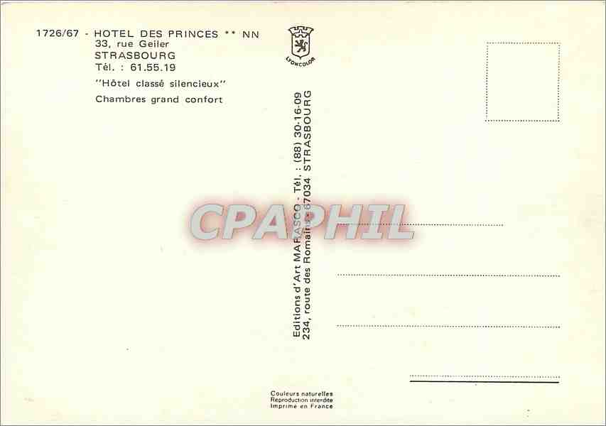 CPM Hotel des Princes Strasbourg  — Rückseite