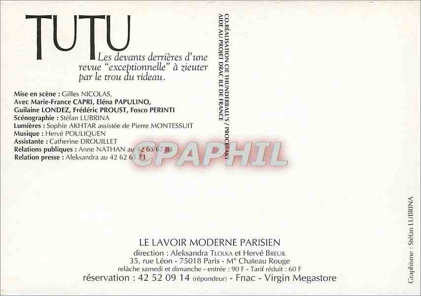 CPM Au Lavoir Moderne Parisien Tutu — Verso