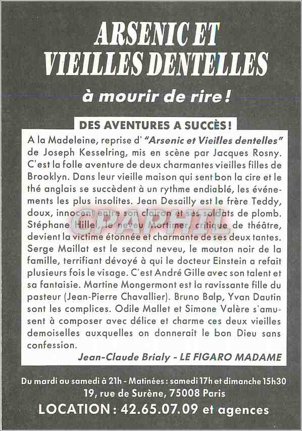 CPM Jean Claude Brialy Le Figaro Madame rue de Surene Paris  — Verso