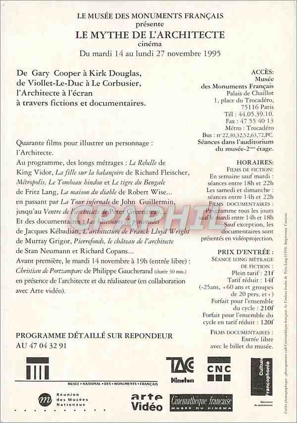 CPM Le Musee des Monument Francais presente Le Mythe de l'Architecte  — Back