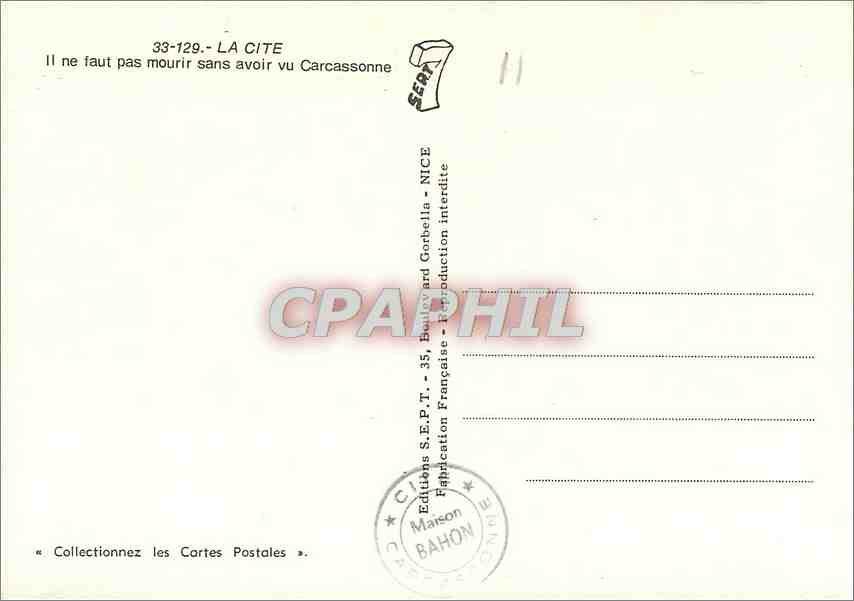 CPM Carcassonne La Cite Il ne faut pas mourir sans avoir vu Carcassonne  — Verso