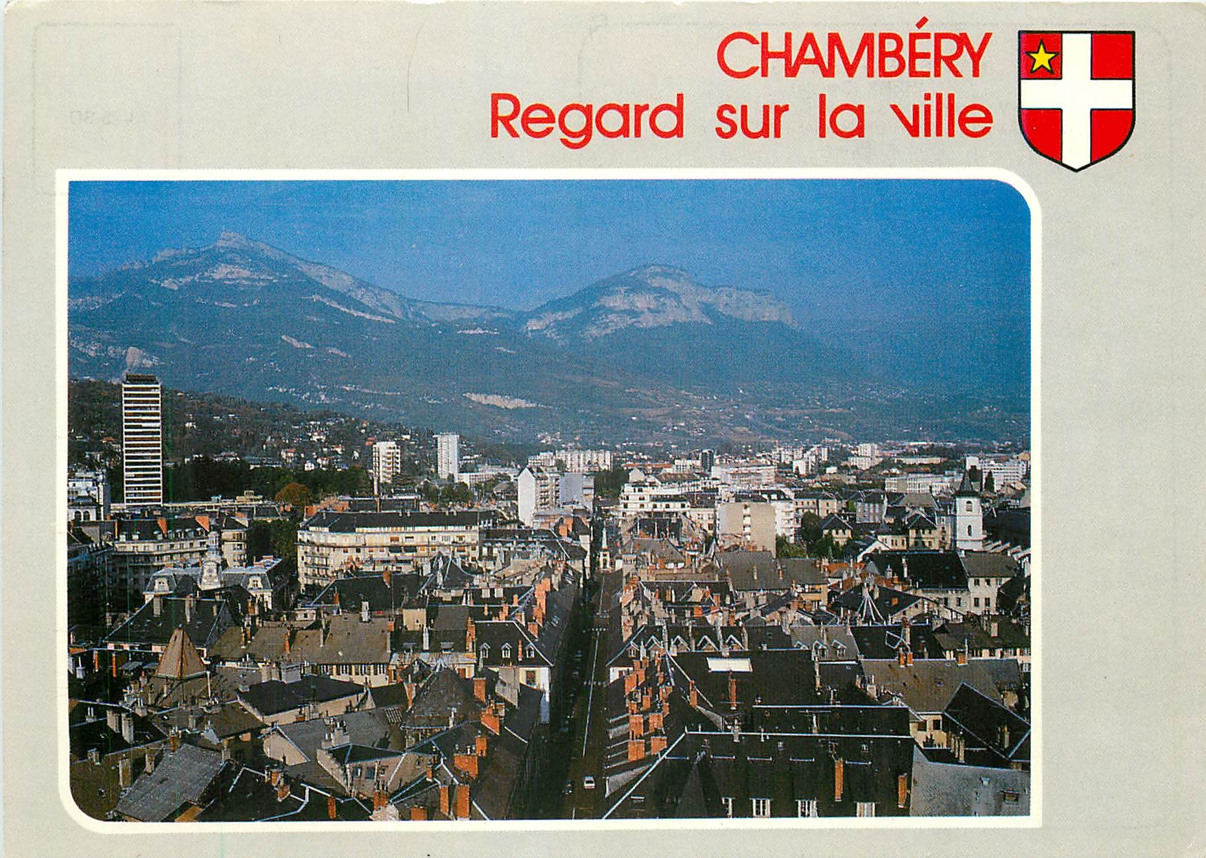 CPM Chambery Savoie Vue generale de la vieille ville dominee par la Croix du Nivolet 