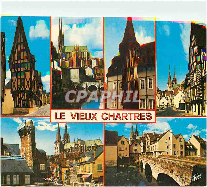 CPM Chartres Eure et Loir Vieille maisons la cathedrale vue des  bords de l'Eure 