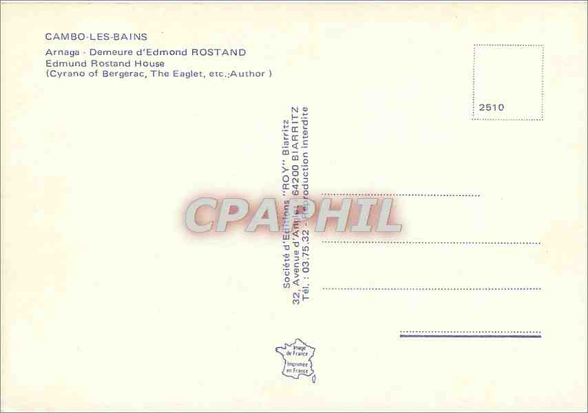 Cambo-les-Bains — Demeure d'Edmond Rostand — Société d'Éditions 'Roy' Biarrat — Rückseite