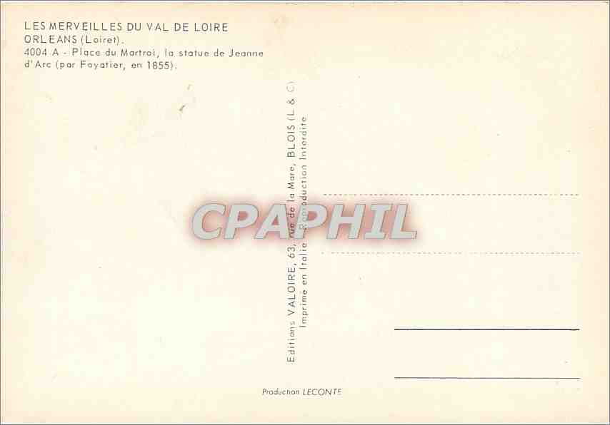 CPM Les Merveilles du Val de Loire Orleans Loiret  — Verso