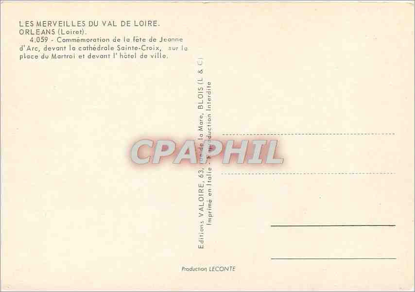 CPM Les Fetes de Jeanne d'Arc a Orleans  — Verso