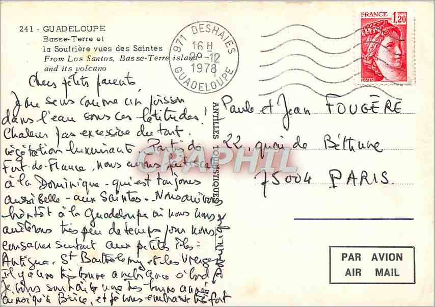 CPM Guadeloupe Basse Terre et la Soutriere vues des Saintes  — Rückseite