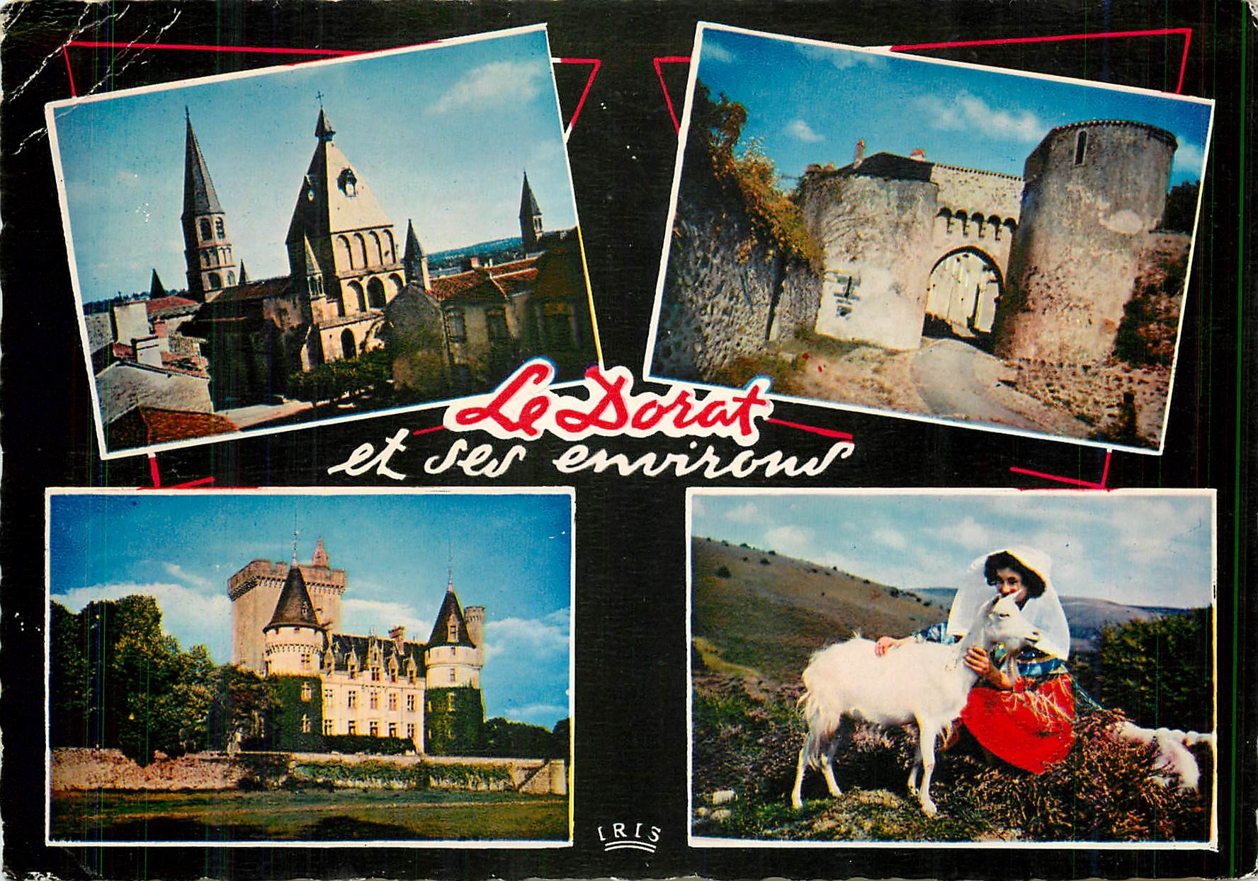 CPM Le Dorat Haute Vienne La Collegiale la Porte Bergere Chateau d'Azat le Riz Chevre