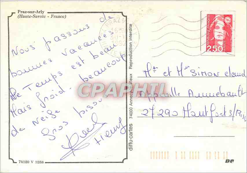 Praz-sur-Arly — station de ski — diffu-cartes — Rückseite