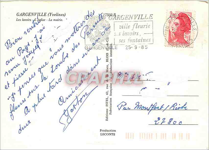 CPM Gargenville Yvelines Les lavoirs L'eglise La mairie  — Back