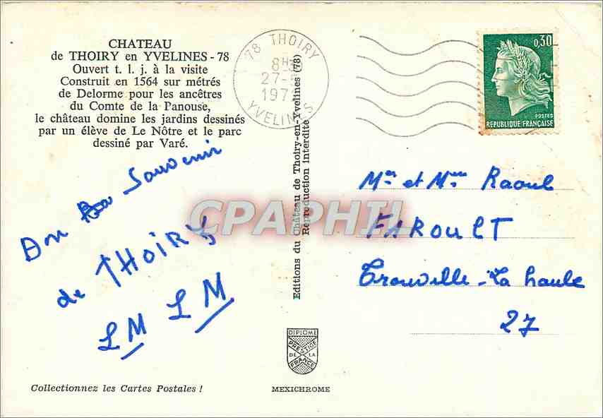 CPM Chateau de Thoiry en Yvelines Ouvert tlj a la visite  — Back