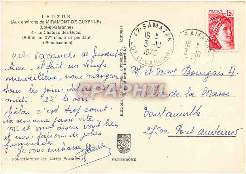 CPM Lauzun aux environs de Miramont de Guyenne Lot et Garonne Le Chateau des Ducs  — Back