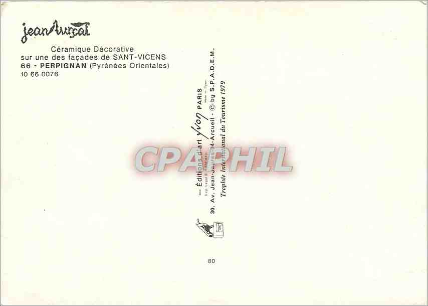 CPM Ceramique Decorative sur une des facades de Sant Vicens Perpignan Pyrenees Orientales  — Verso