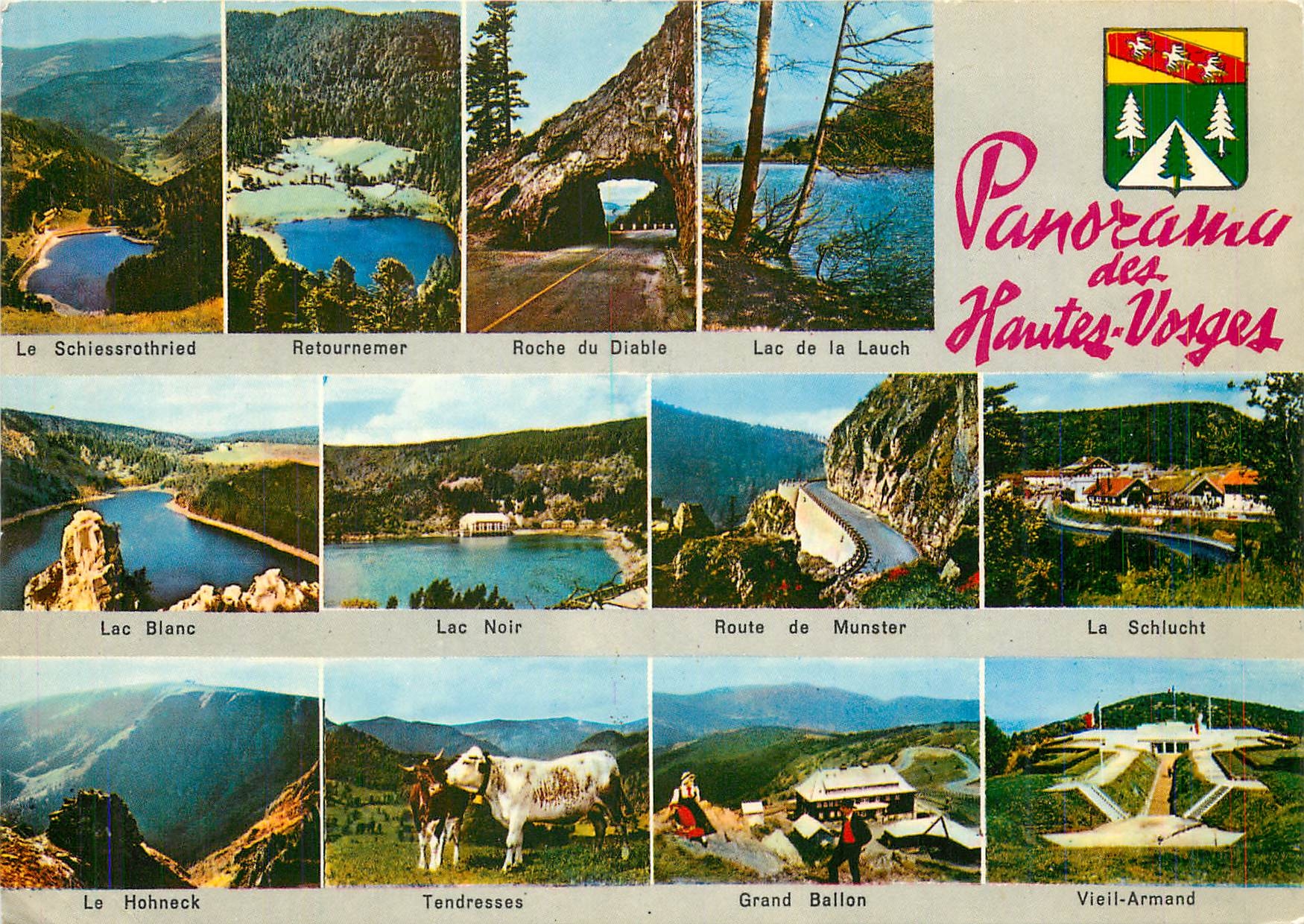 CPM Panorama des Hautes Vosges Le Schiessrothried Retournemer Rocher du Diable Lac de la Lauch 