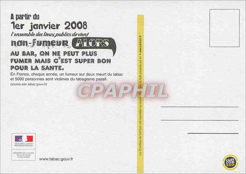 CPM Au bar on ne peut plus fumer mais c'est super bon pour la sante Tabac — Rückseite