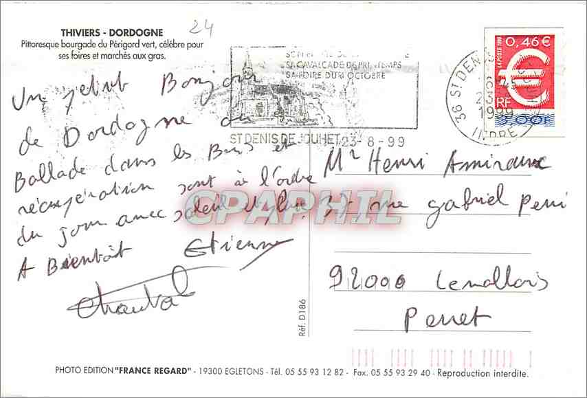 CPM Thiviers Dordogne Pittoresque Bourgade du Perigord vert  — Rückseite