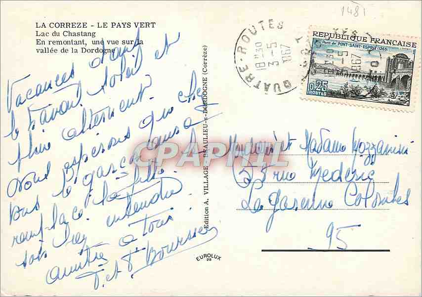 CPM La Correze Le Pays Vert Lac du Chastang  — Verso