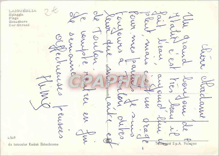 CPM Laigueglia Splaggia Plage Sea Shore  — Back