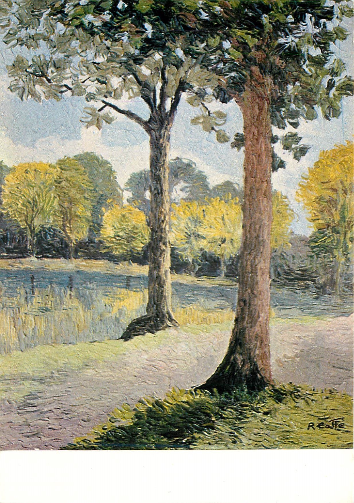 CPM Peinture de Roger Colle Etang au mois d'aout 
