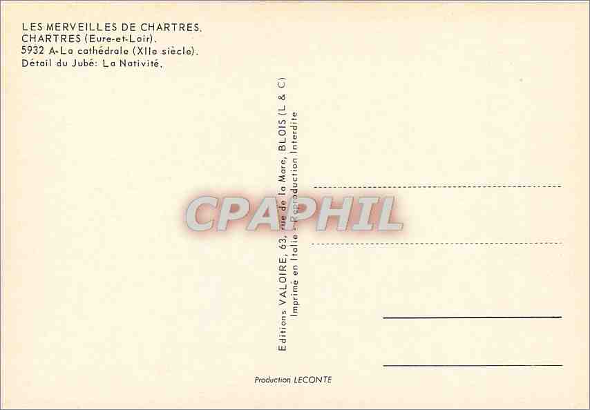 CPM Les Merveilles de Chartres Eure et Loir A La Cathedrale  — Verso