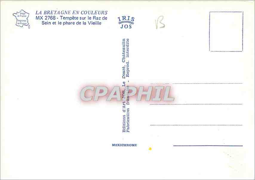 CPM Tempete sur le Raz de Sein et le Phare de la Vieille  — Rückseite