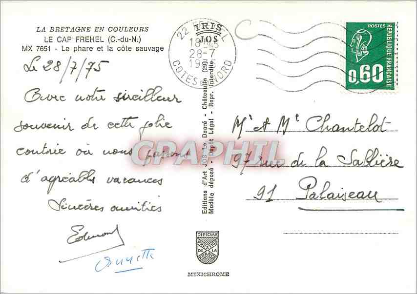 CPM Le Cap Frehel C du N Le phare et la cote sauvage  — Rückseite