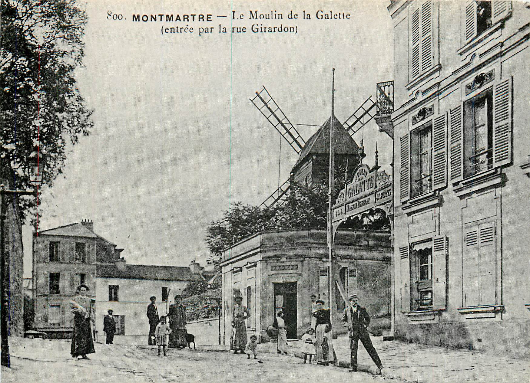 CPM Montmartre Le Moulin de la Galette entre par la rue Girardon 