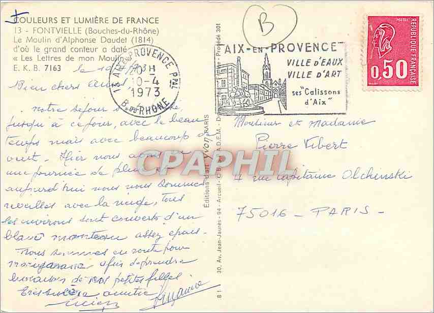 CPM Fontvielle Bouches du Rhone Le Moulin d'Alphonse Daudel  — Rückseite